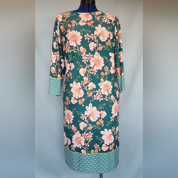 Wisp Woman Teal Floral Sheath Dress - Picture 1 of 2